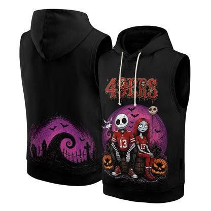 SF x Skeleton Gentleman & Rag Doll Bride Edition Sleeveless Hoodie Tank Top - Printed