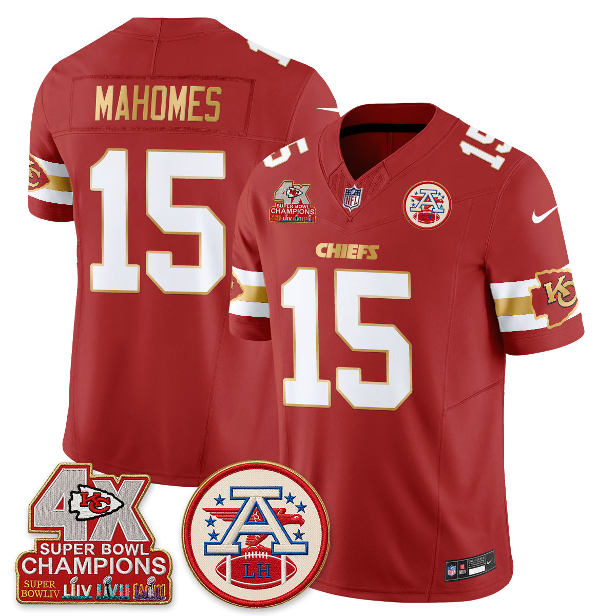 KC 4X Champs Gold Edition Vapor Jersey - Stitched