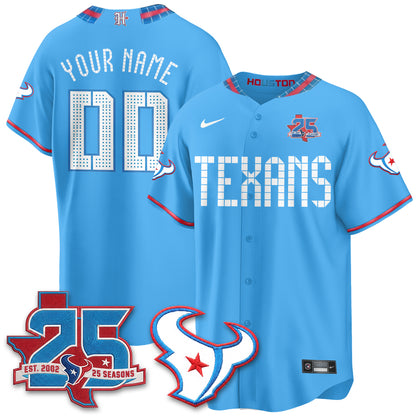 Houston Texans 2026 Rivalries Baseball Vapor Custom Jersey - Stitched