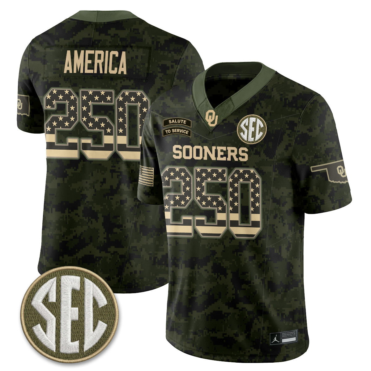 Oklahoma Sooners 2026 Salute to Service Vapor Jersey - Stitched