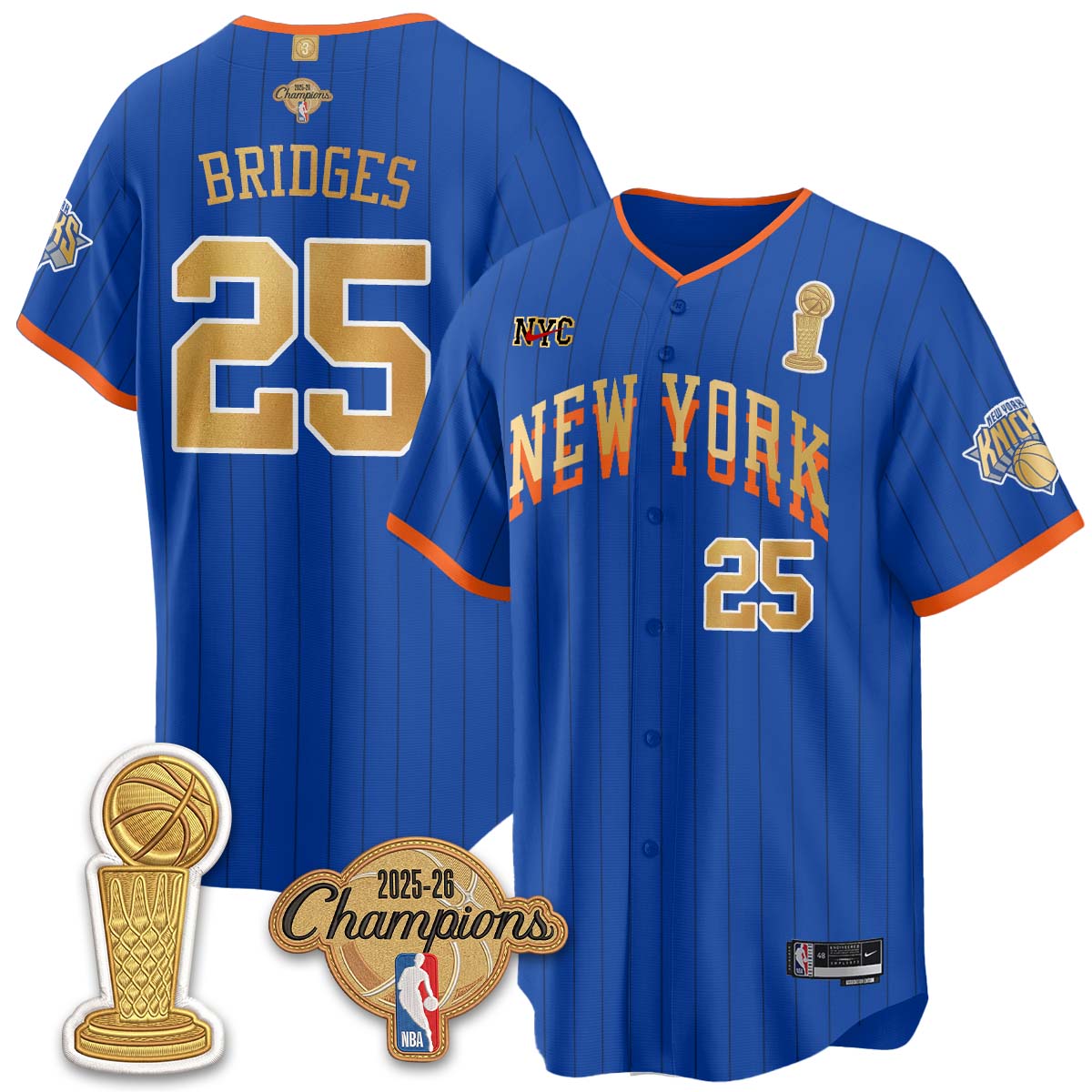 NYK Champions Night Baseball Vapor Jersey - Stitched