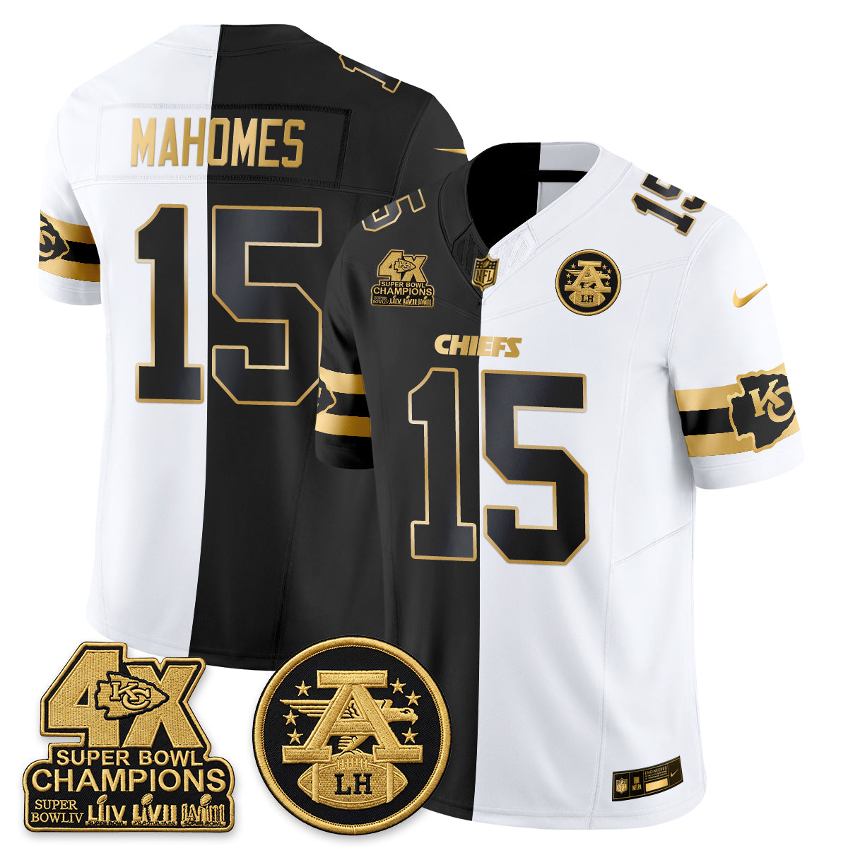 KC 4X Champs Gold Edition Vapor Jersey - Stitched