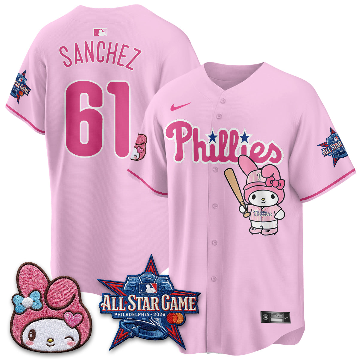 Philadelphia Phillies x Pink Sanrio Friends Edition Vapor Jersey - Stitched