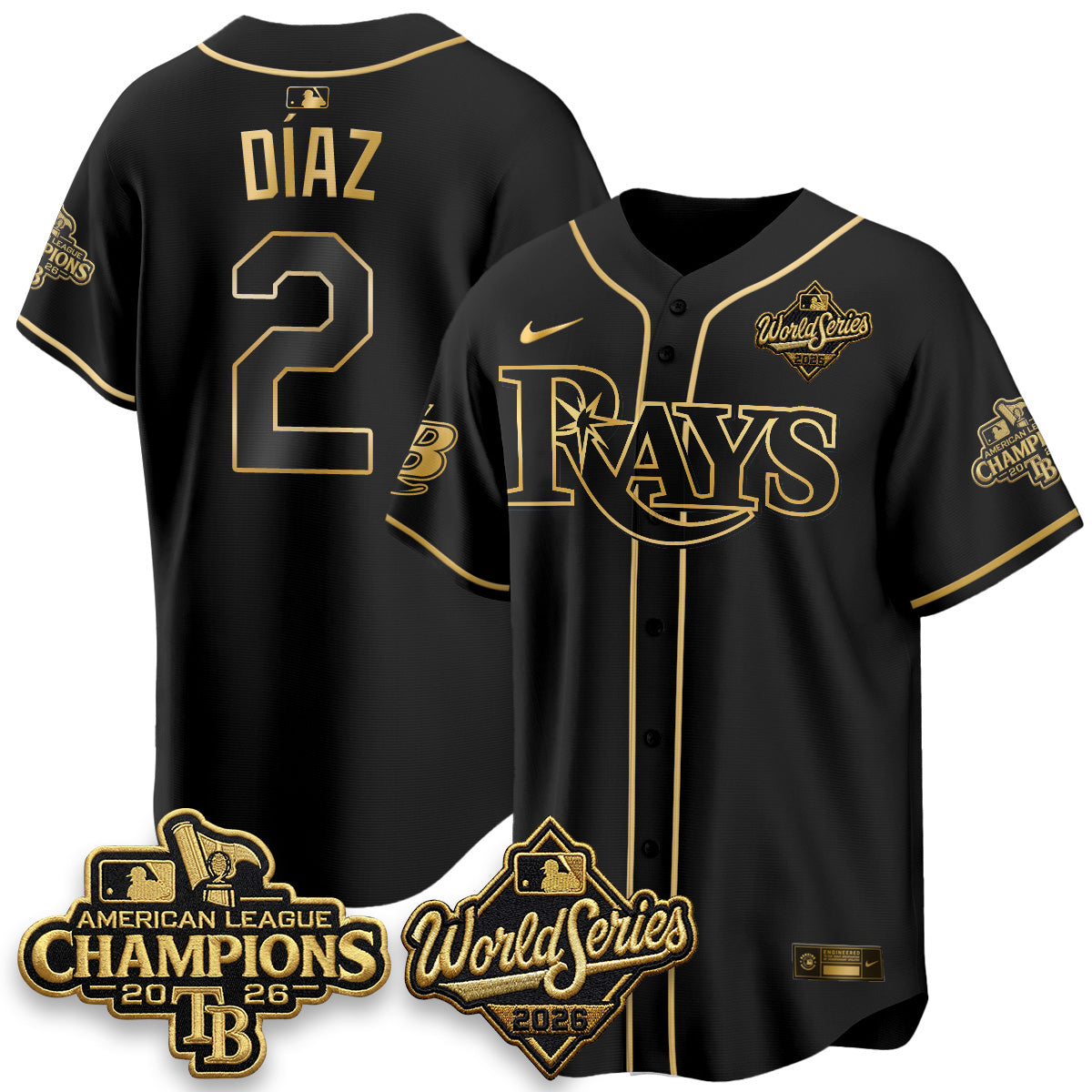 TB 2026 AL Champions Gold Edition Vapor Jersey - Stitched