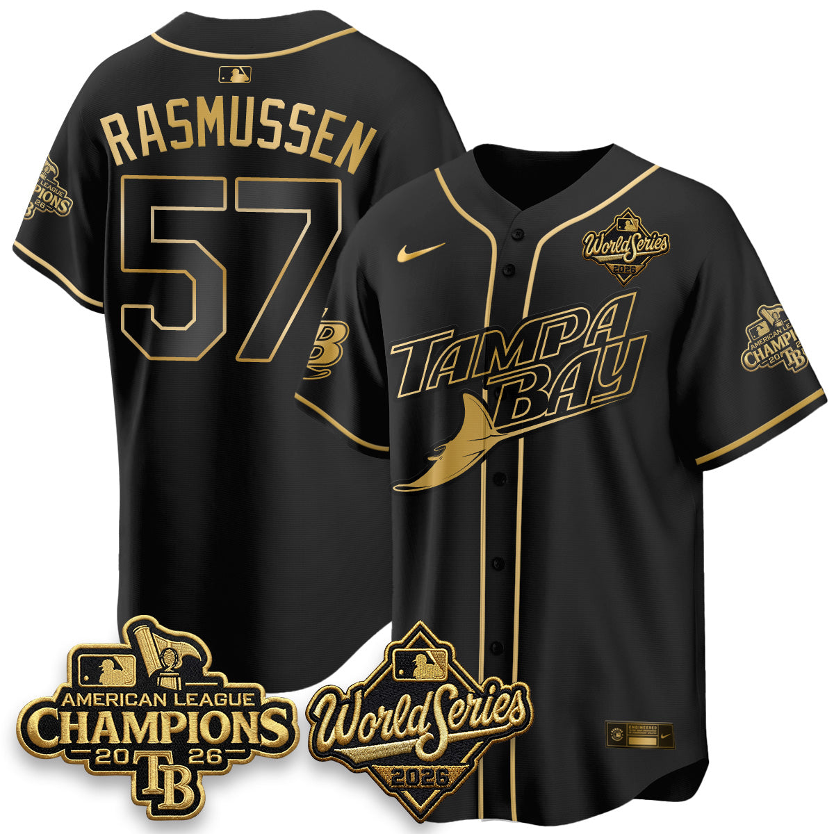 TB 2026 AL Champions Gold Edition Vapor Jersey - Stitched
