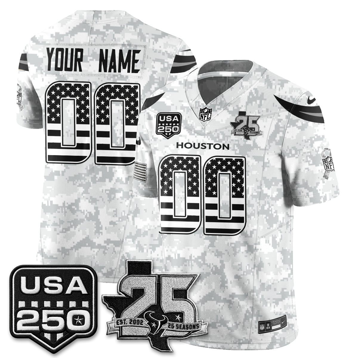 HOU 2026 Salute to Service Edition Vapor Custom Jersey - Stitched
