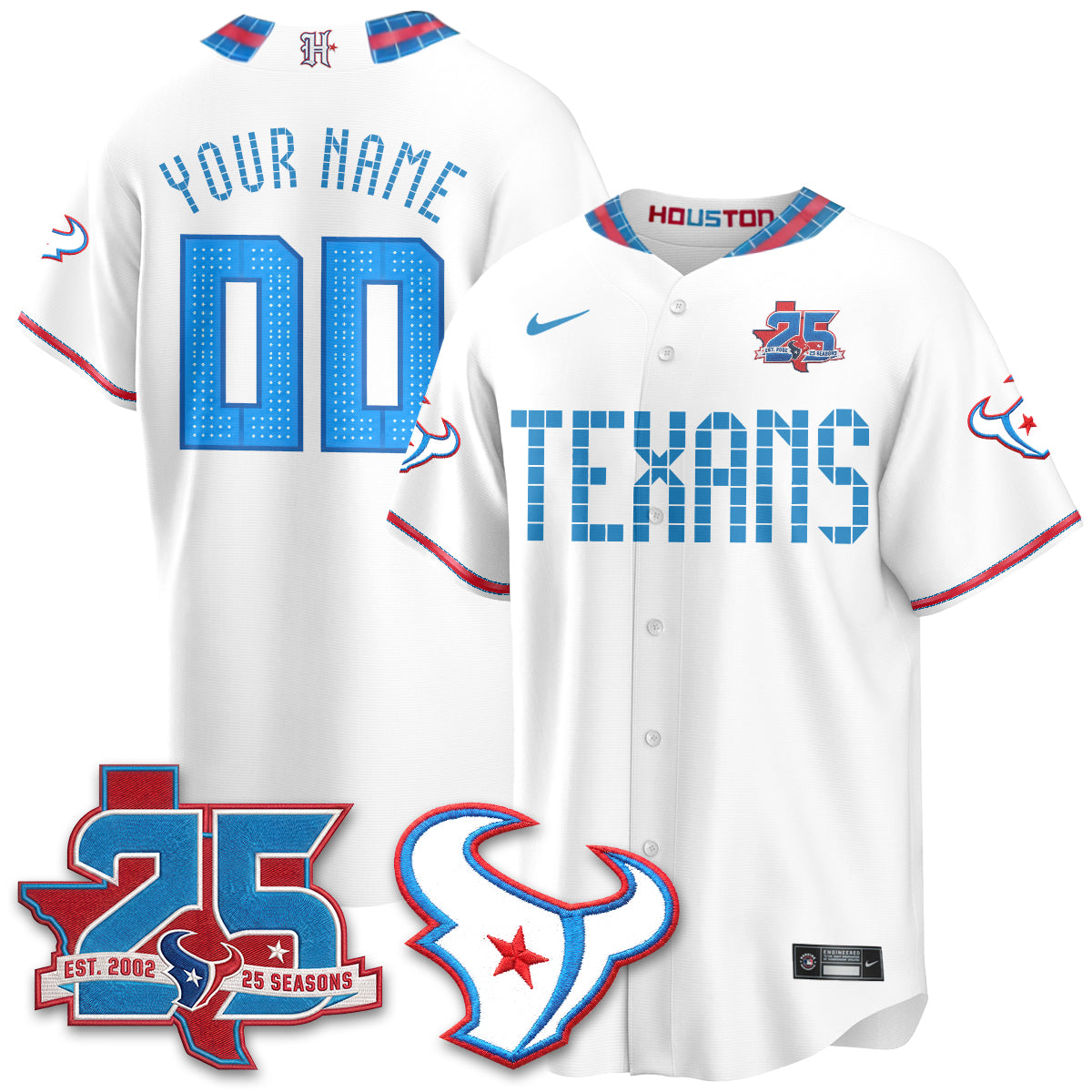 Houston Texans 2026 Rivalries Baseball Vapor Custom Jersey - Stitched