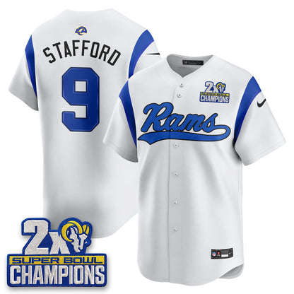 Los Angeles Rams 2X Champs Rivalries Baseball Vapor Jersey - Stitched