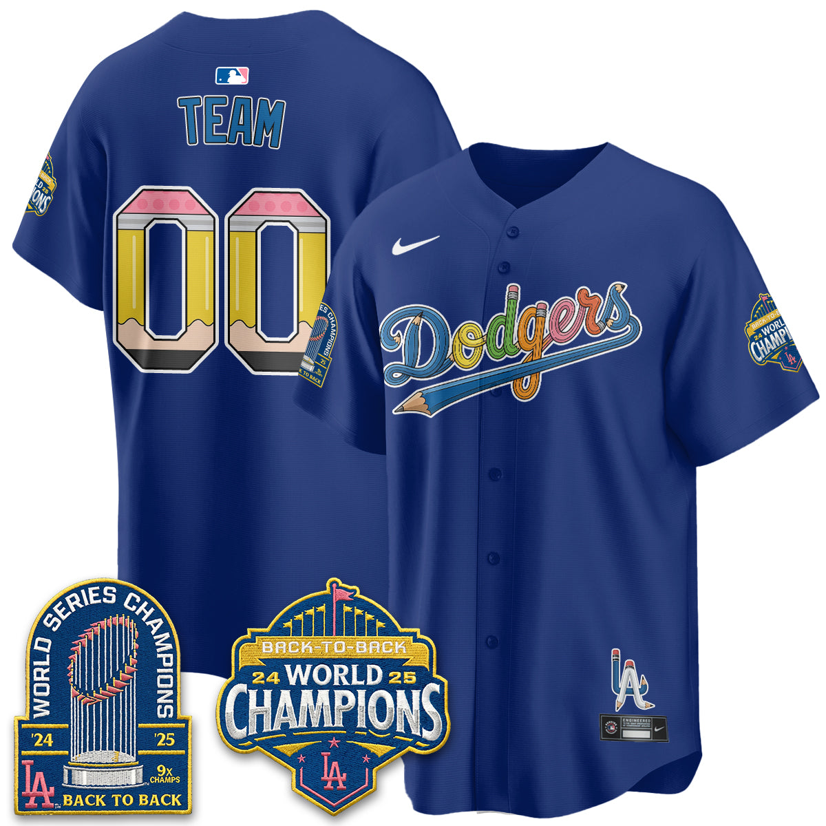 Los Angeles Dodgers x Back to School Style Vapor Jersey - Stitched