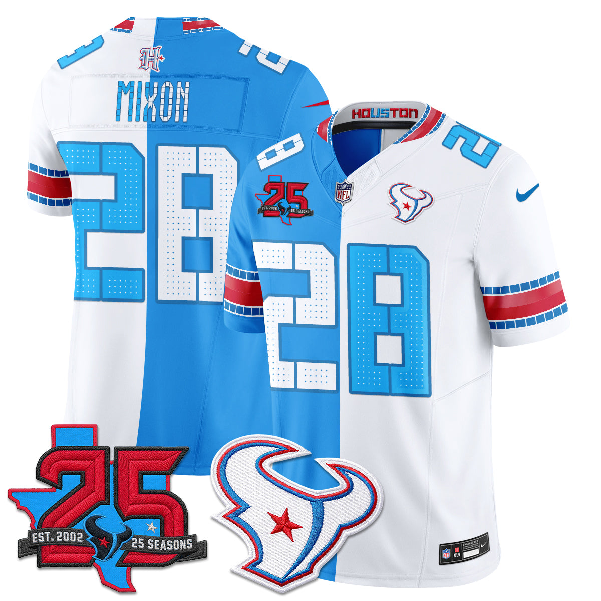 Houston Texans 2026 Rivalries Split Vapor Jersey - Stitched
