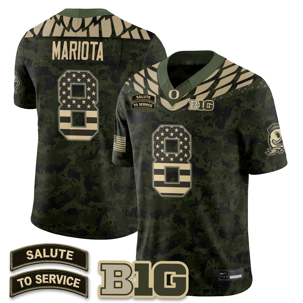Oregon Ducks 2026 Salute to Service Vapor Jersey - Stitched