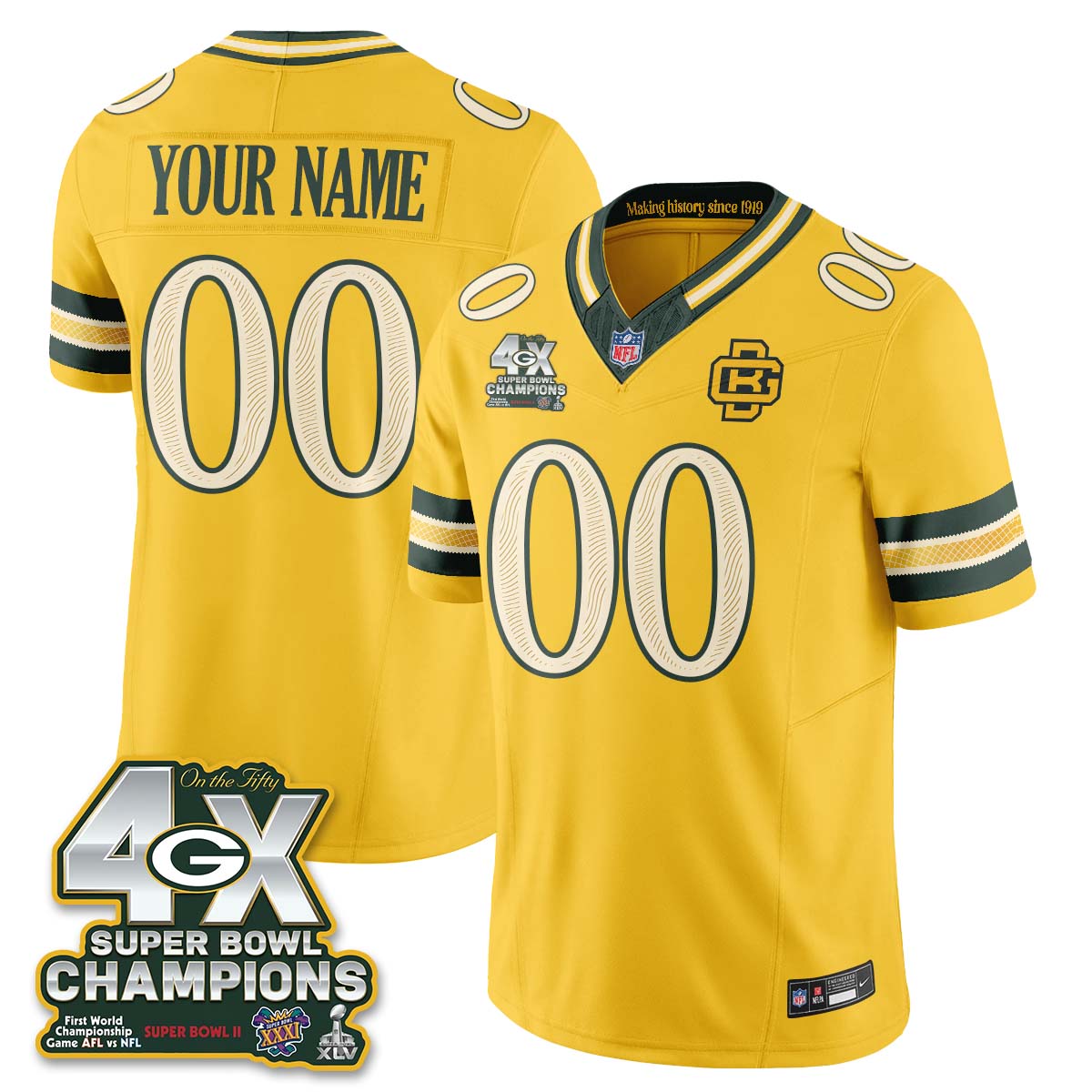 GB 2026 Rivalries 4X Champs Custom Vapor Jersey - Stitched