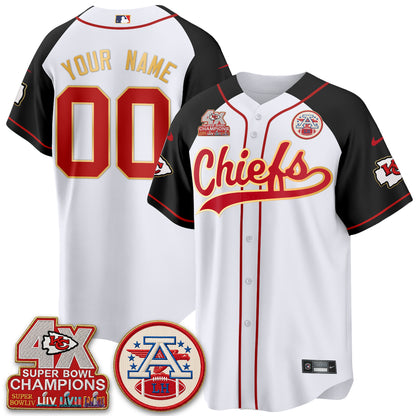 Kansas City Chiefs 4X Champs Gold Trim Edition Vapor Custom Baseball Jersey - Stitched