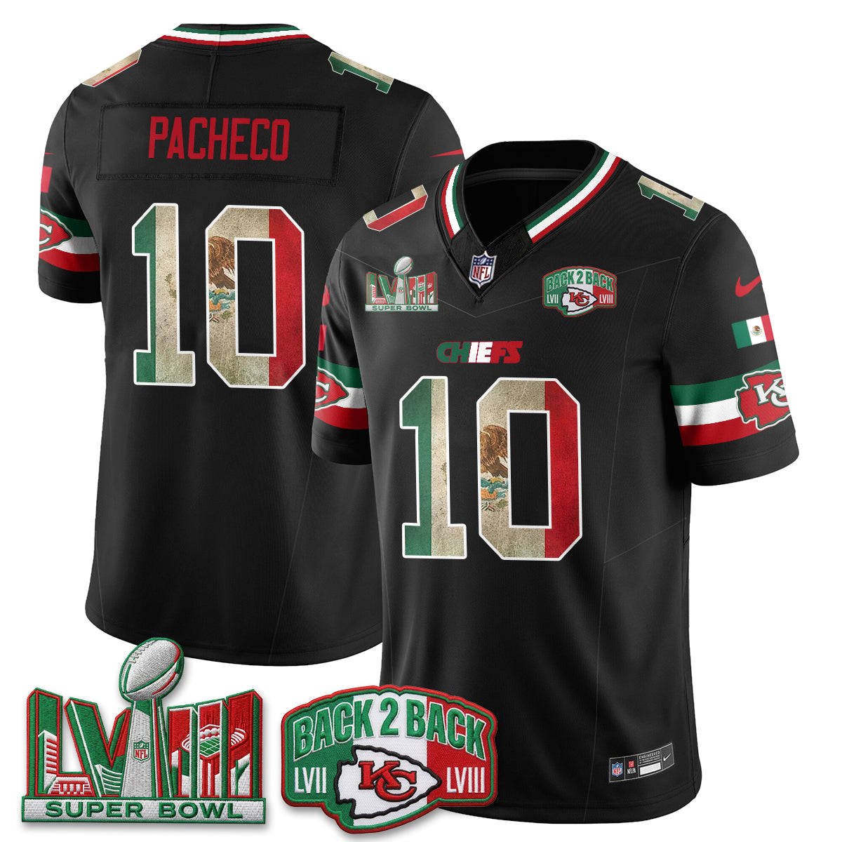 Kansas City Chiefs Mexico Edition Vapor Jersey - Stitched