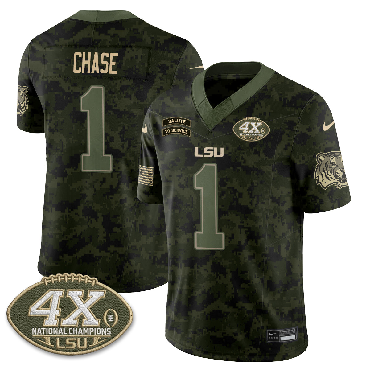 LSU Tigers 2026 Salute to Service Vapor Jersey - Stitched
