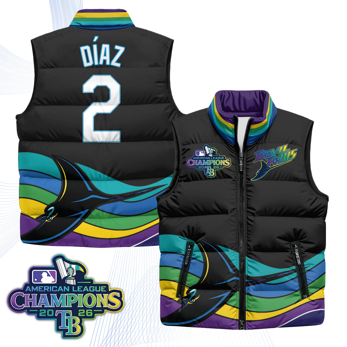Tampa Bay Rays 2026 AL Champions Limited Puffer Vest - Printed