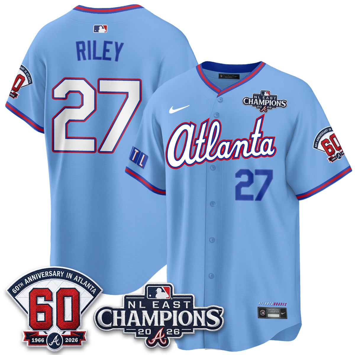 Atlanta Braves 2026 NL East Champs Vapor Jersey - Stitched