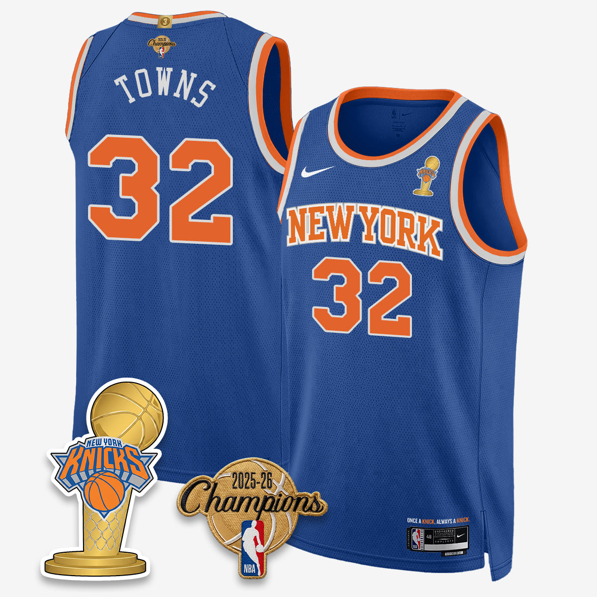 NYK 2026 NBA Champions Gold Edition Vapor Jersey - Stitched n3