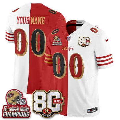 San Francisco 49ers Rivalries Split Edition Vapor Custom Jersey - Stitched