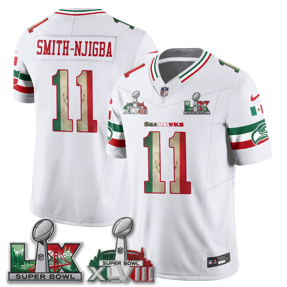 Seattle Seahawks Mexico Edition Vapor Jersey V1- Stitch
