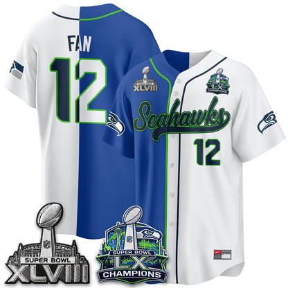 Seattle Seahawks S.Bowl Champs Split Baseball Vapor Jersey V1- Stitched