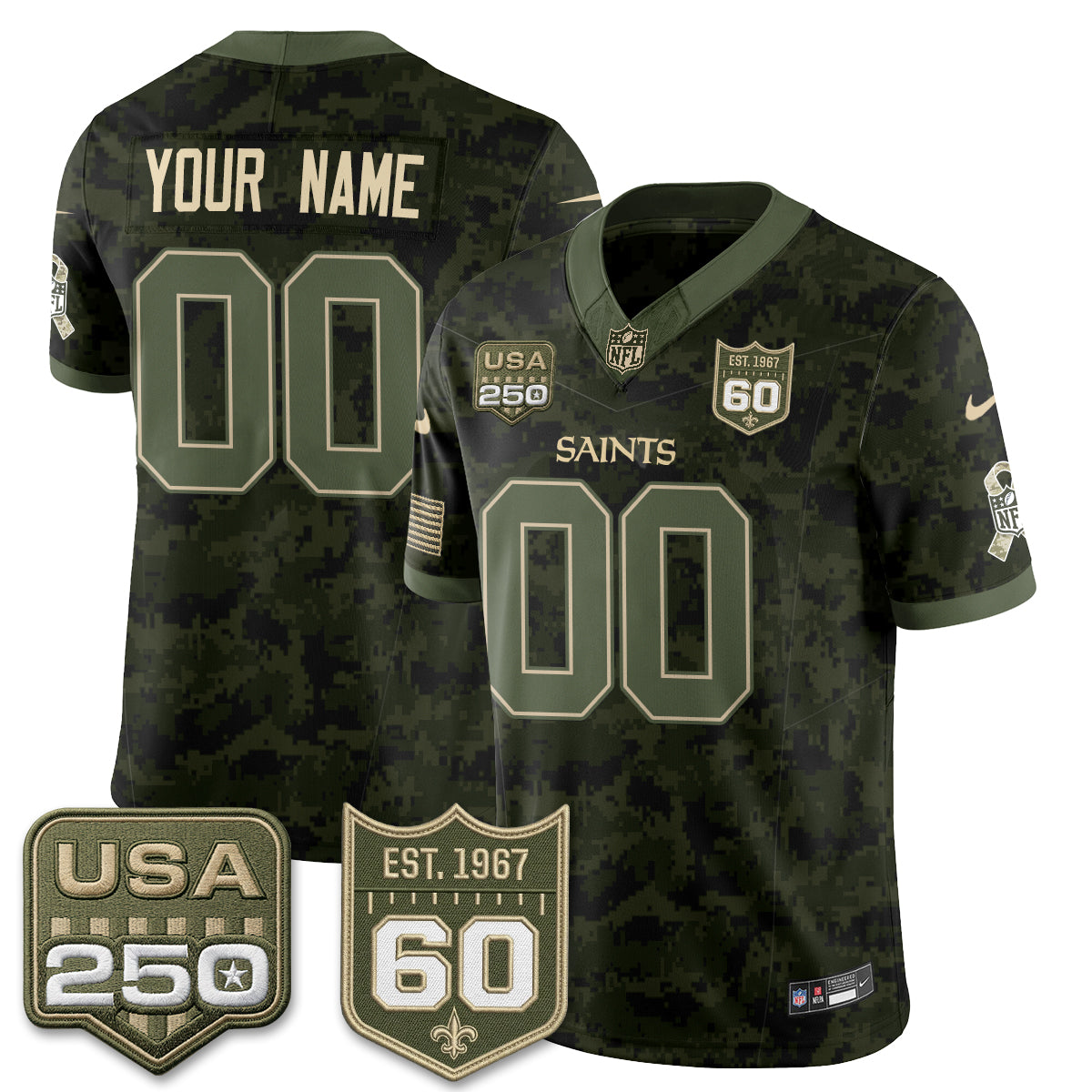 New Orleans Saints 2026 Salute to Service Vapor Custom Jersey - Stitched