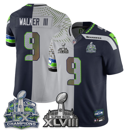 Seattle Seahawks S.Bowl Champs Split Edition Vapor Jersey - Stitch