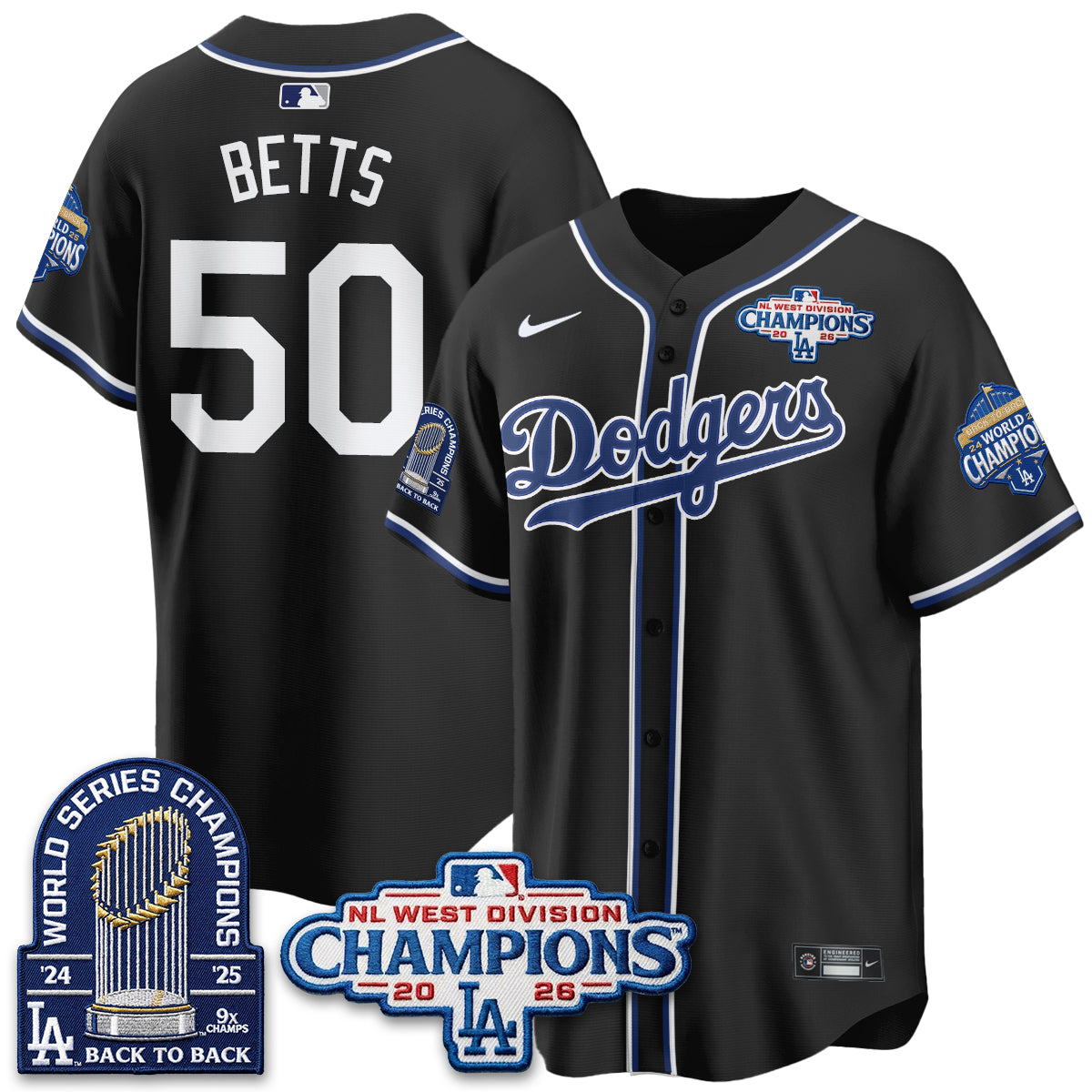 Los Angeles Dodgers 2026 NL West Champs Vapor Jersey- Stitched