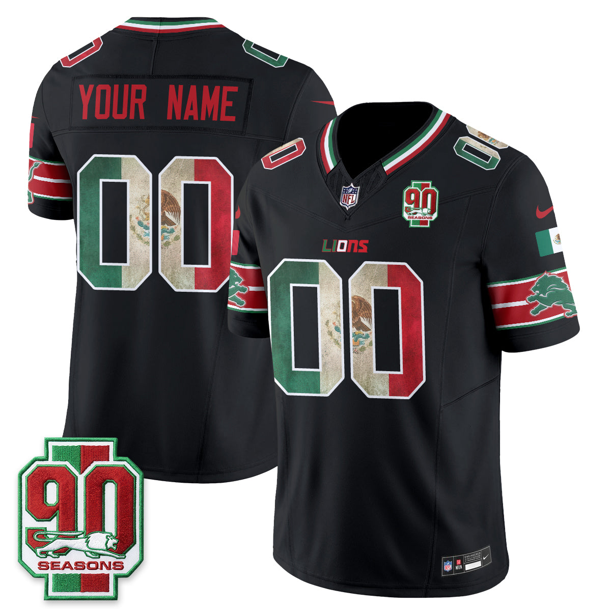 Detroit Lions Mexico Edition Vapor Custom Jersey - Stitched