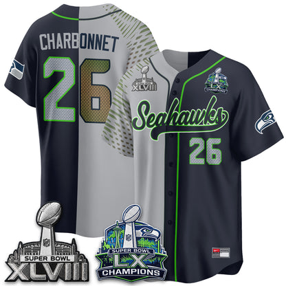 Seattle Seahawks S.Bowl Champs Split Baseball Vapor Jersey V1- Stitched