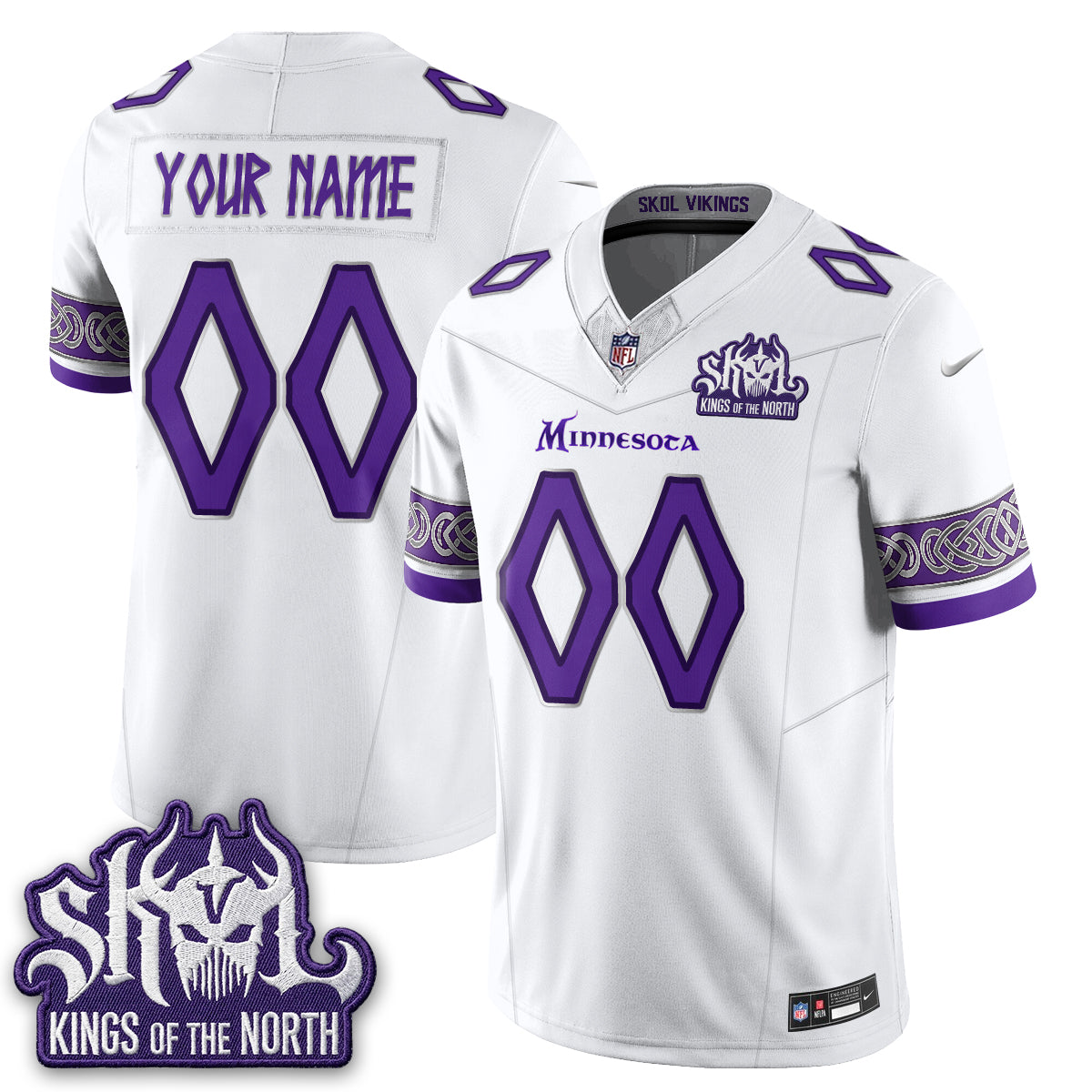 MIN Fangear Edition Warrior Skol Patch Vikings Font Vapor Custom Jersey - Stitched