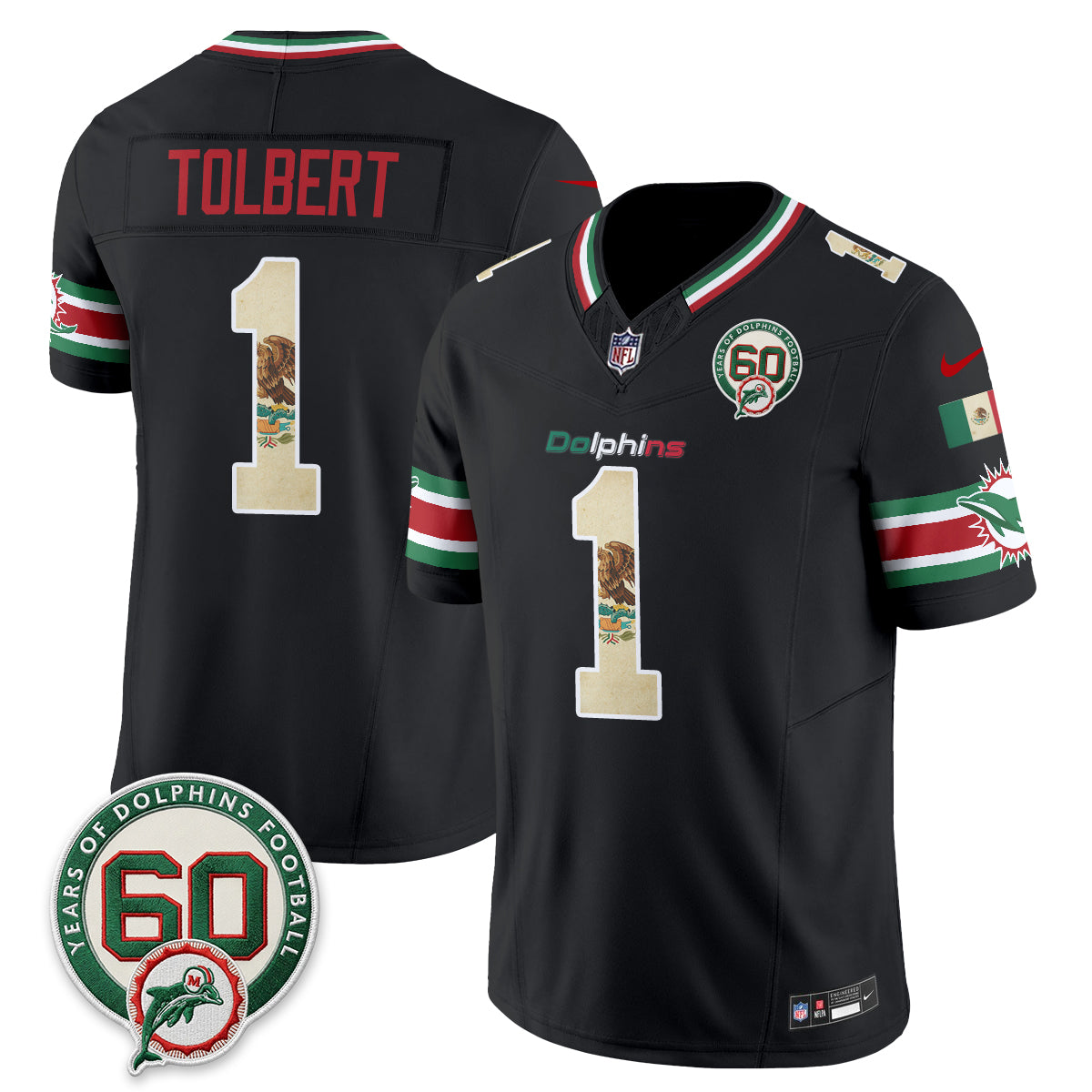 Miami Dolphins Mexico Edition Vapor Jersey - Stitched