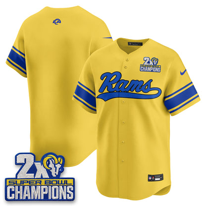 Los Angeles Rams 2X Champs Rivalries Baseball Vapor Jersey - Stitched