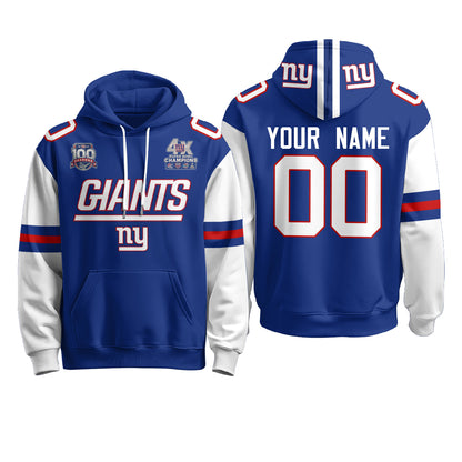 New York Giants 4X Champs S.Bowl Custom Hoodie - Stitched