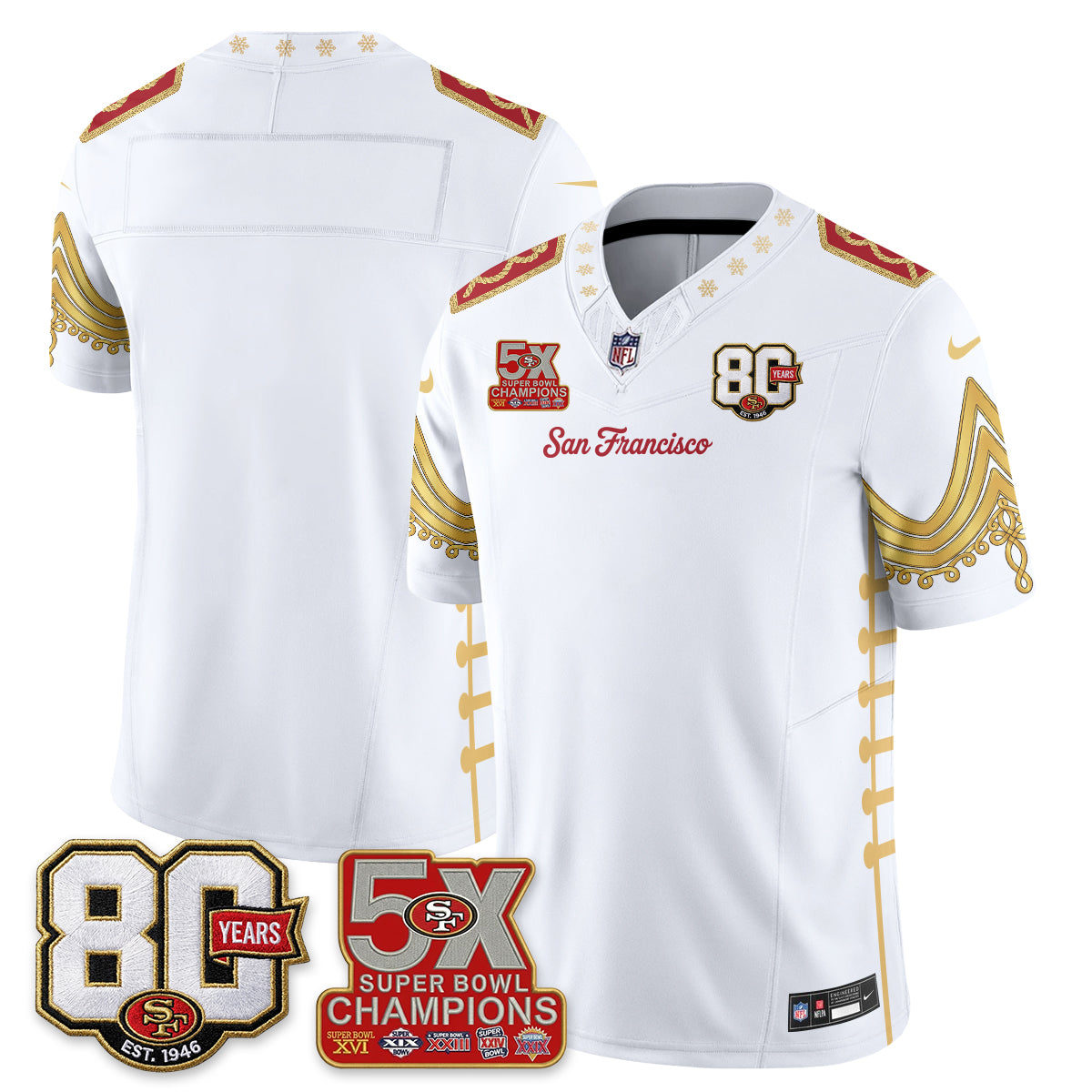 San Francisco 49ers Xmas Nutcracker Edition Vapor Jersey - Stitched