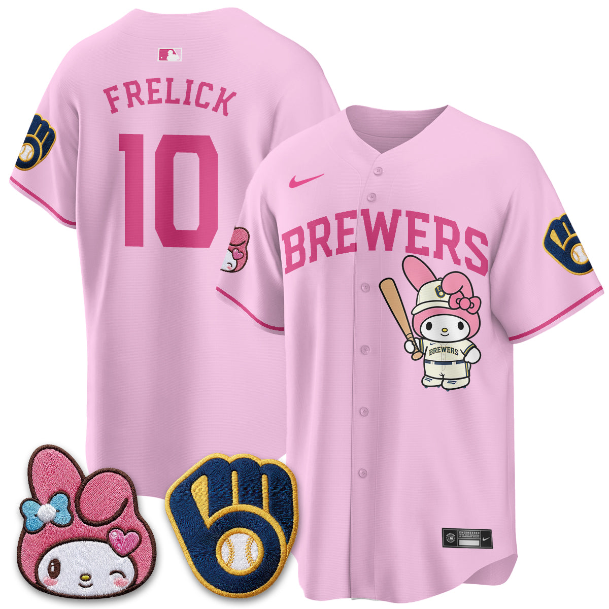 Milwaukee Brewers x Pink Sanrio Friend Edition Vapor Jersey - Stitched