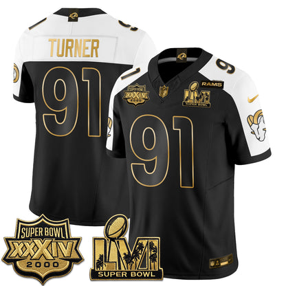 LAR SBowl Champs Gold Vapor Jersey - Stitched