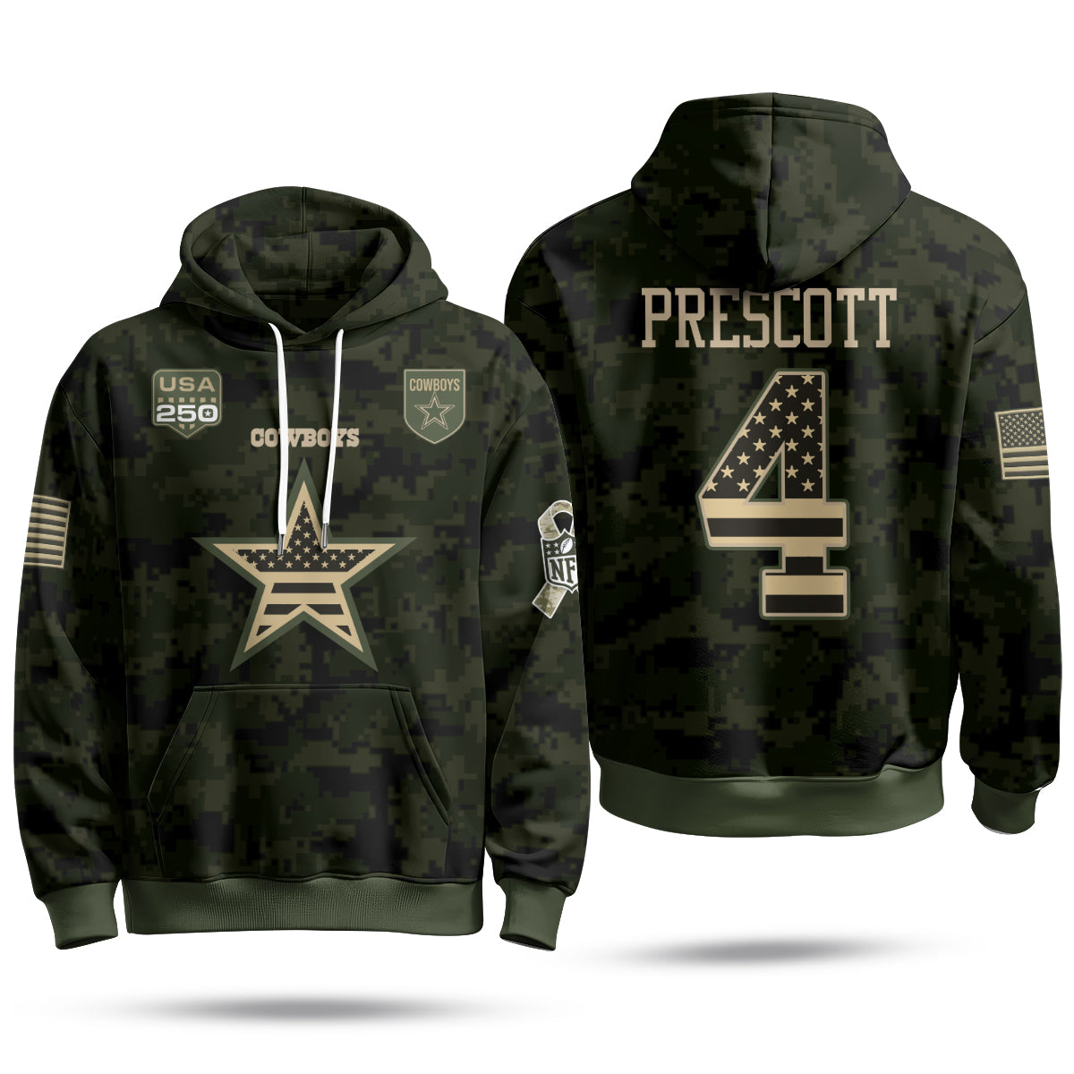 DAL 2026 Salute To Service Edition Pullover Hoodie - Printed