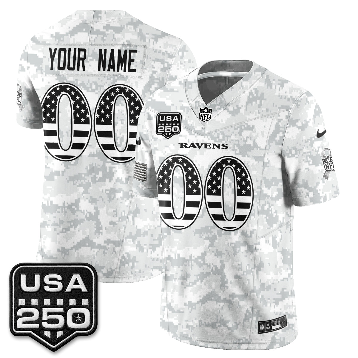 Baltimore Ravens 2026 Salute to Service Vapor Custom Jersey - Stitched