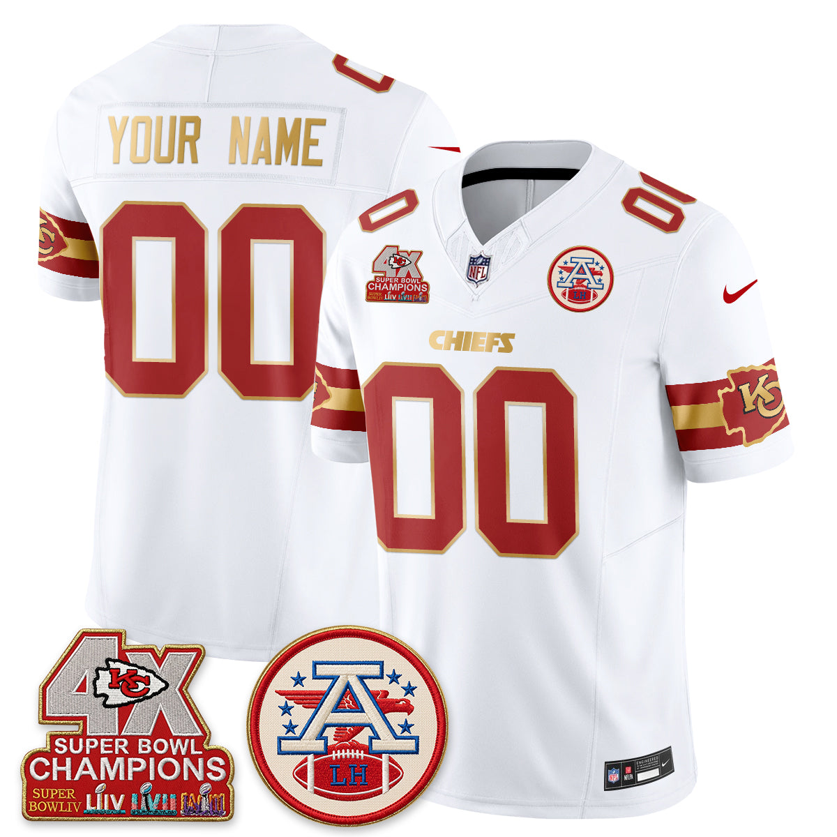 KC 4X Champs Gold Edition Vapor Custom Jersey - Stitched