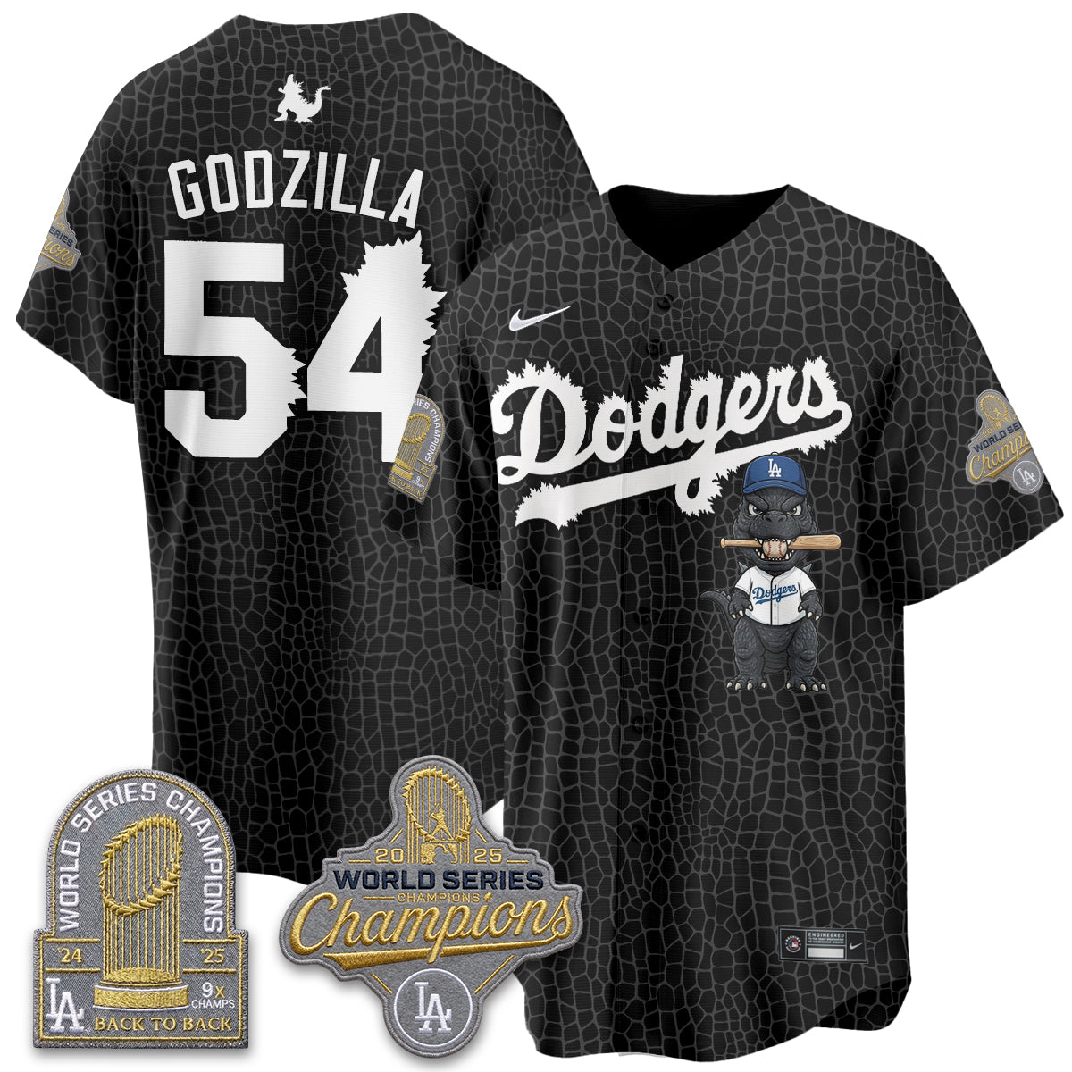 Los Angeles Dodgers x Godzilla Vapor Jersey- Stitched