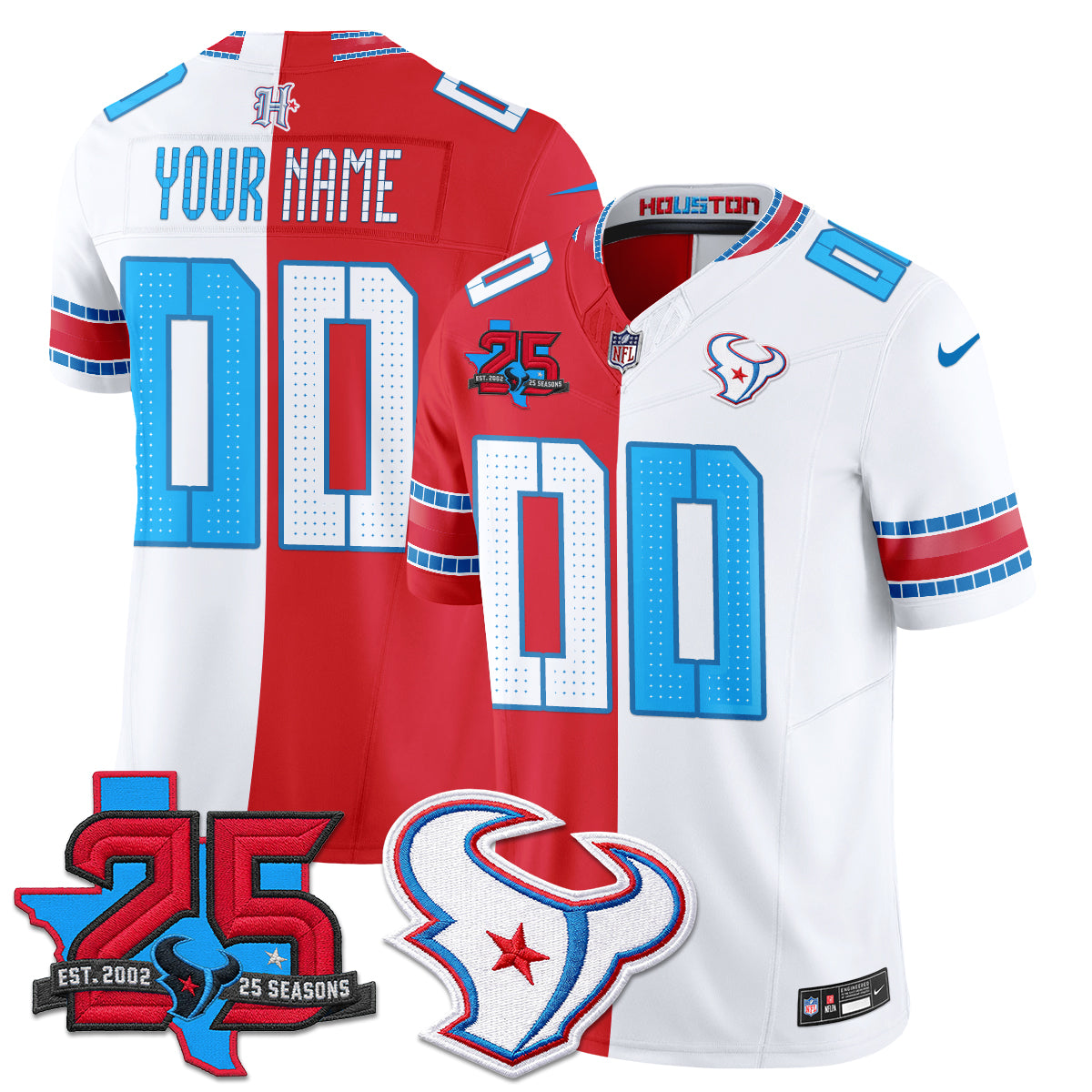 Houston Texans 2026 Rivalries Split Vapor Custom Jersey - Stitched