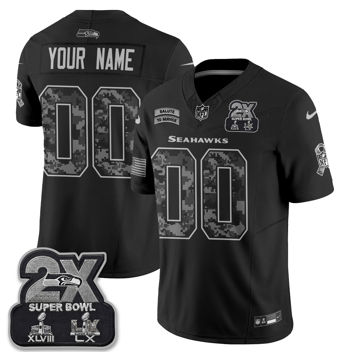 SEA 2026 Salute to Service Vapor Custom Jersey - Stitched