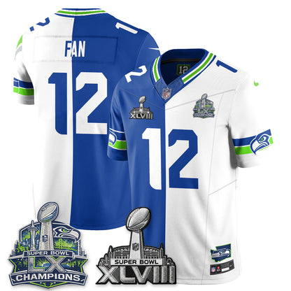 Seattle Seahawks S.Bowl Champs Split Edition Vapor Jersey - Stitch