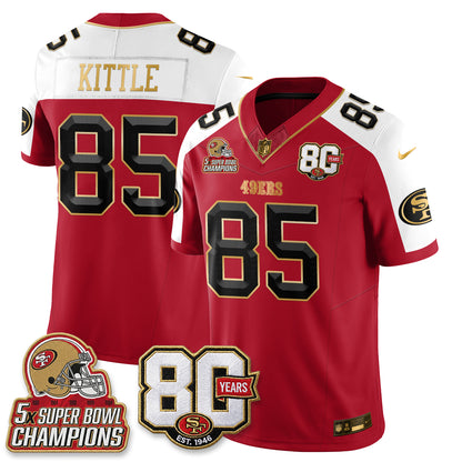 San Francisco 49ers 80 Years & 5X Champs Vapor Jersey - Stitched
