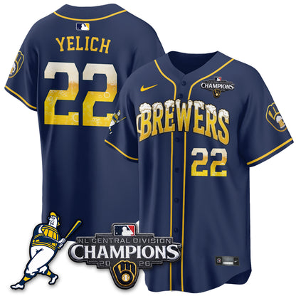 Milwaukee Brewers 2026 NL Division Champs Vapor Jersey V2- Stitched
