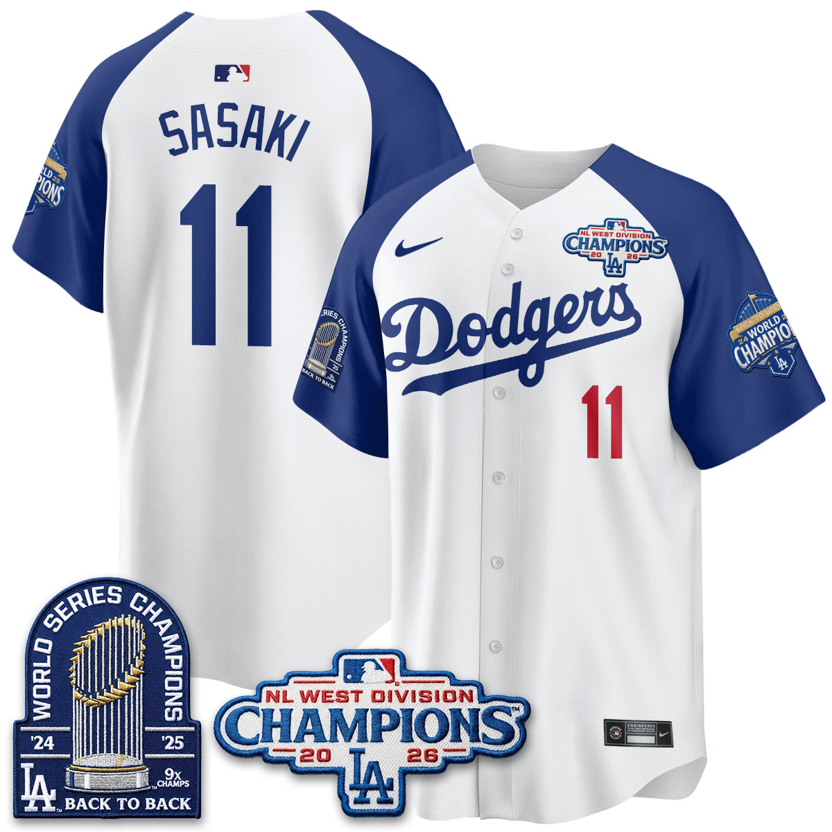 Los Angeles Dodgers 2026 NL West Champs Vapor Jersey- Stitched