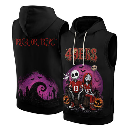 SF x Skeleton Gentleman & Rag Doll Bride Edition Sleeveless Hoodie Tank Top - Printed