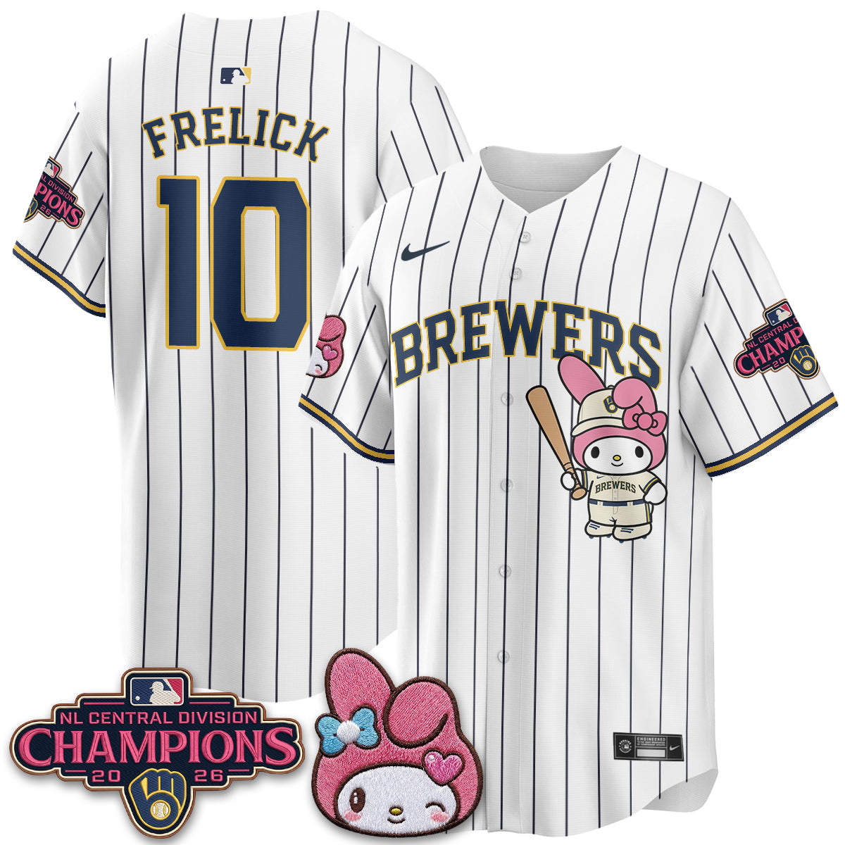 Milwaukee Brewers NL Central Champs x Pink Sanrio Friend  Vapor Jersey - Stitched
