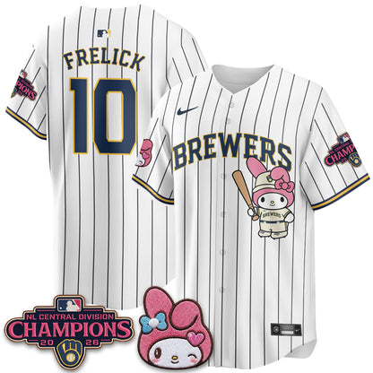 Milwaukee Brewers NL Central Champs x Pink Sanrio Friend  Vapor Jersey - Stitched